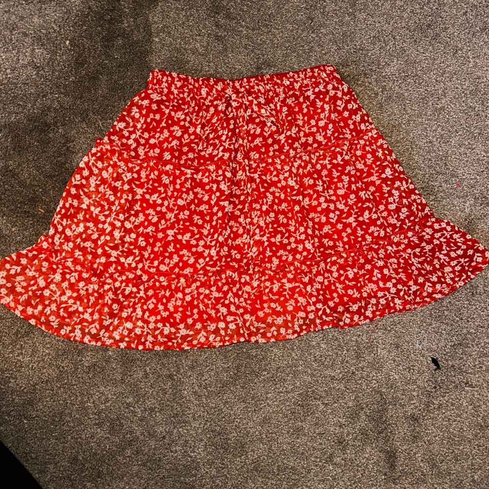 Red Floral Skirt